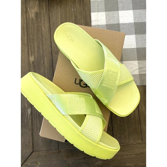UGG EMILY MESH WOMEN’S SLIDES SANDALS 1119491 POLLEN YELLOW/ AUTHENTIC - Picture 6 of 12
